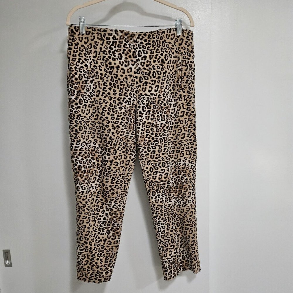 Chico’s Pants Women Size 2 (L) Animal Print Pull On Elastic‎ Tummy Control Waist
